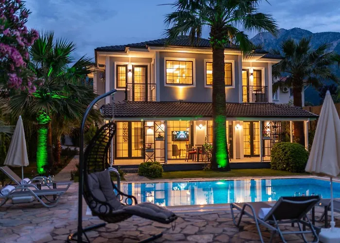 Palmiye Jakuzili Bahçeli Havuzlu - Ocekhomes Villa Fethiye